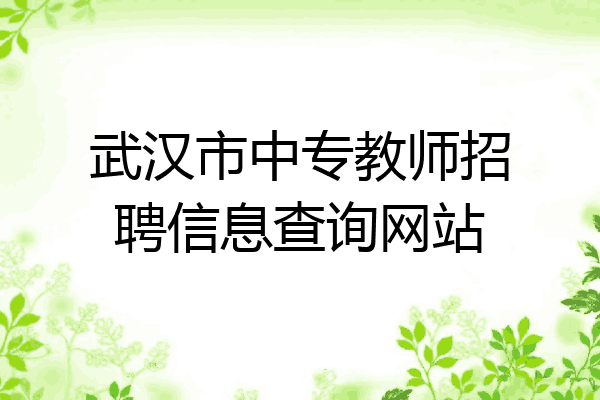 武汉市中专教师招聘信息查询网站