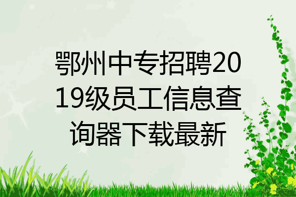 鄂州中专招聘2019级员工信息查询器下载最新