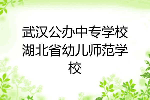 武汉公办中专学校湖北省幼儿师范学校