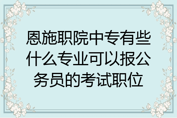 恩施职院中专有些什么专业可以报公务员的考试职位