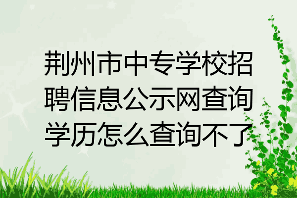 荆州市中专学校招聘信息公示网查询学历怎么查询不了