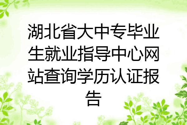湖北省大中专毕业生就业指导中心网站查询学历认证报告