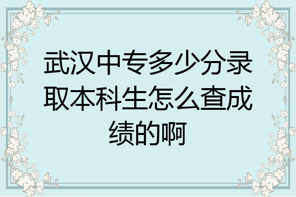 武汉中专多少分录取本科生怎么查成绩的啊