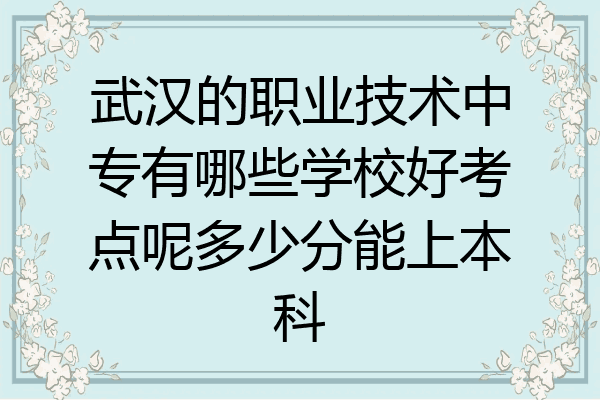 武汉的职业技术中专有哪些学校好考点呢多少分能上本科