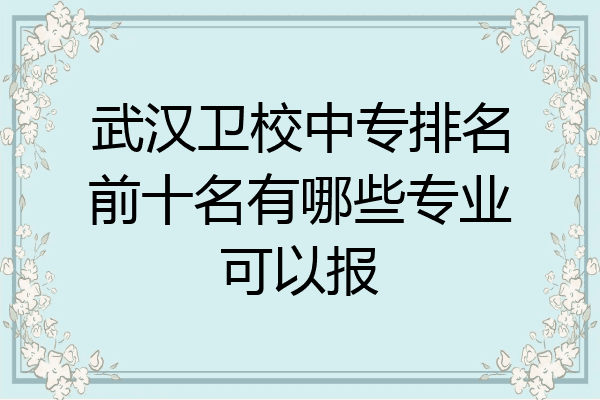 武汉卫校中专排名前十名有哪些专业可以报