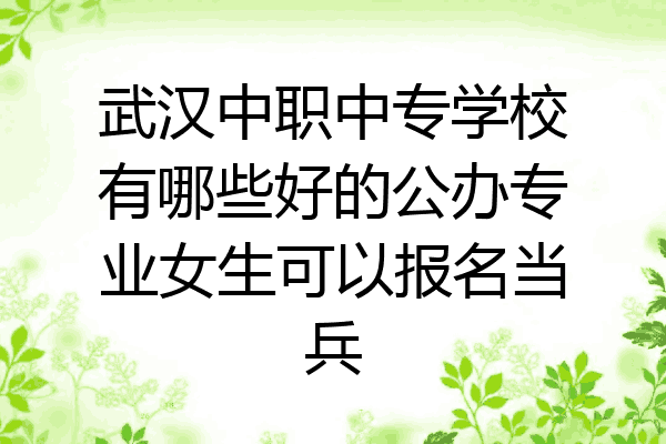 武汉中职中专学校有哪些好的公办专业女生可以报名当兵