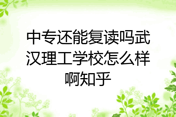 中专还能复读吗武汉理工学校怎么样啊知乎