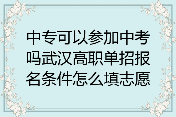 中专可以参加中考吗武汉高职单招报名条件怎么填志愿