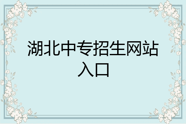 湖北中专招生网站入口