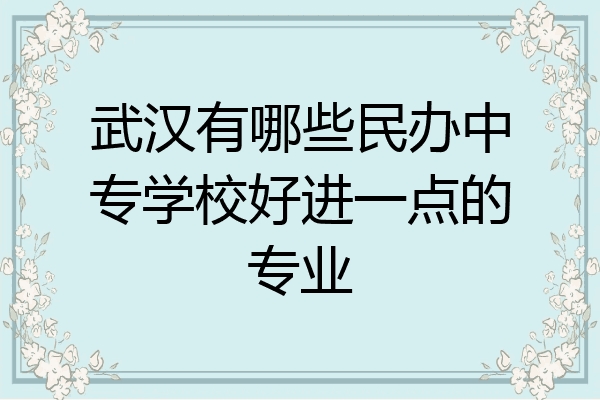 武汉有哪些民办中专学校好进一点的专业