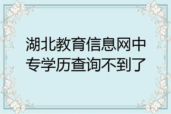 湖北教育信息网中专学历查询不到了