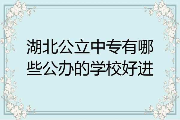 湖北公立中专有哪些公办的学校好进