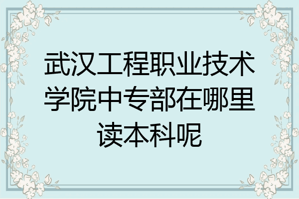 武汉工程职业技术学院中专部在哪里读本科呢