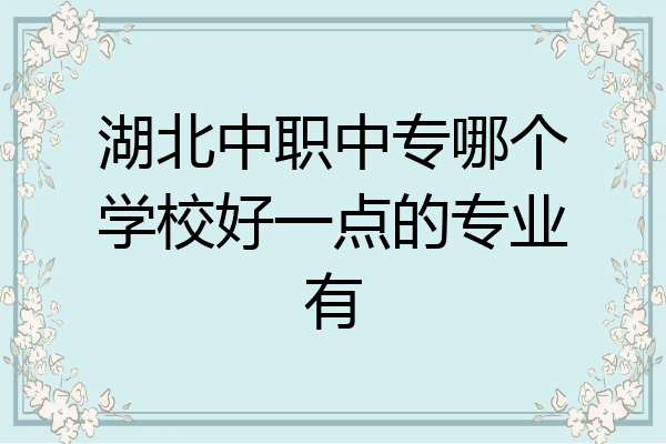 湖北中职中专哪个学校好一点的专业有