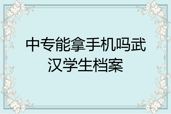 中专能拿手机吗武汉学生档案