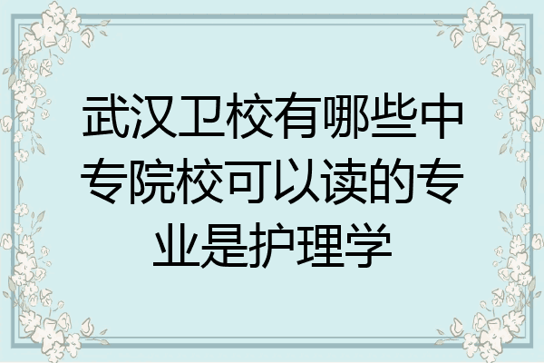 武汉卫校有哪些中专院校可以读的专业是护理学