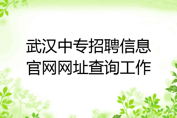 武汉中专招聘信息官网网址查询工作