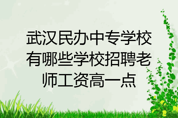 武汉民办中专学校有哪些学校招聘老师工资高一点