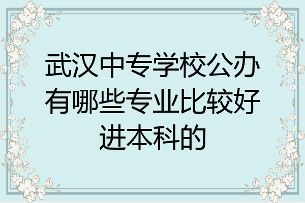 武汉中专学校公办有哪些专业比较好进本科的