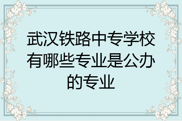 武汉铁路中专学校有哪些专业是公办的专业