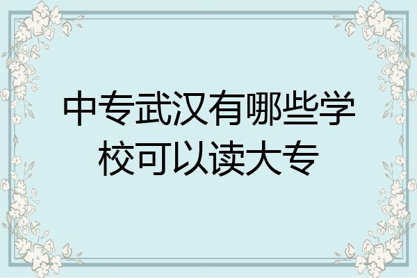 中专武汉有哪些学校可以读大专