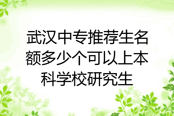 武汉中专推荐生名额多少个可以上本科学校研究生