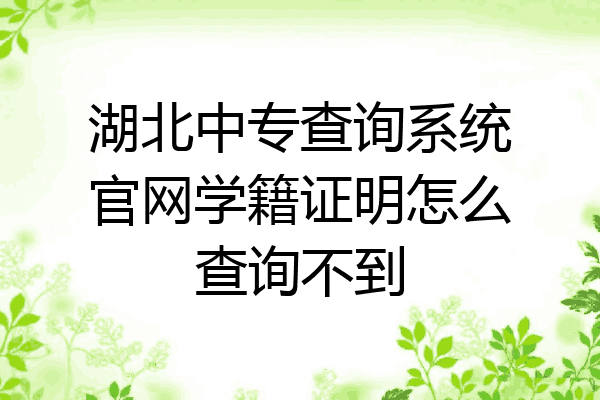 湖北中专查询系统官网学籍证明怎么查询不到