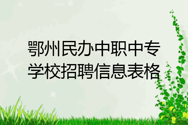 鄂州民办中职中专学校招聘信息表格
