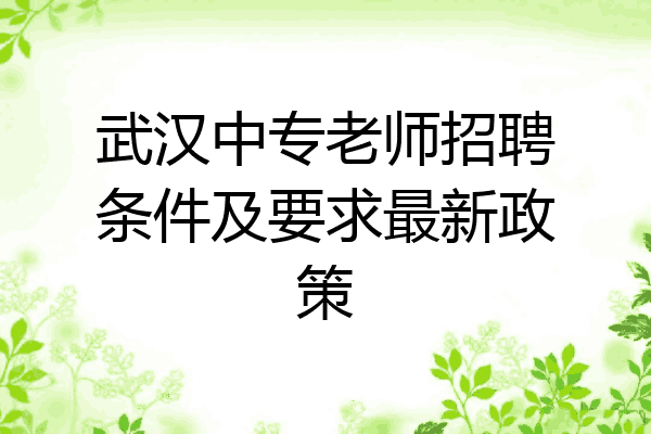武汉中专老师招聘条件及要求最新政策