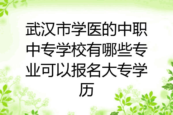 武汉市学医的中职中专学校有哪些专业可以报名大专学历