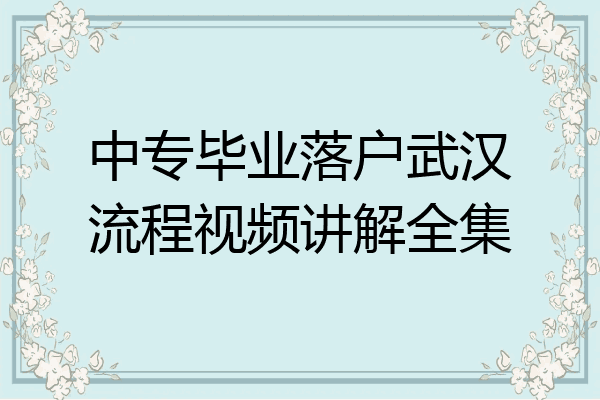 中专毕业落户武汉流程视频讲解全集