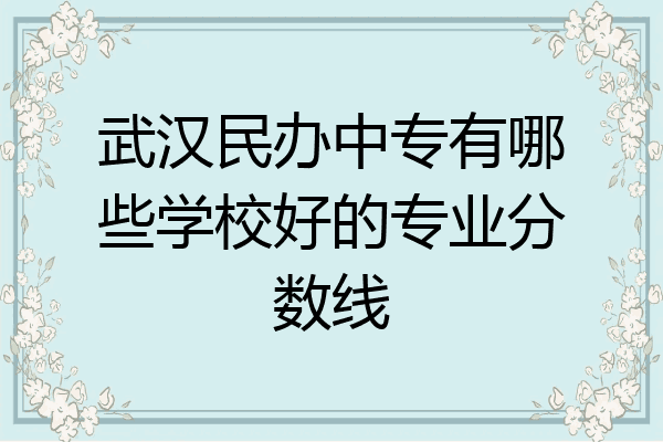 武汉民办中专有哪些学校好的专业分数线