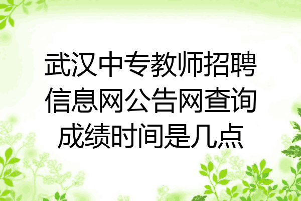 武汉中专教师招聘信息网公告网查询成绩时间是几点