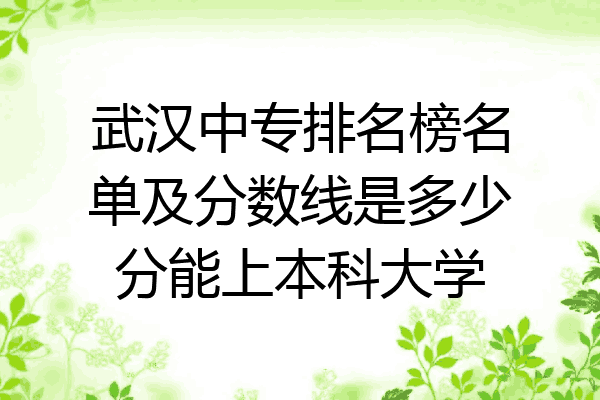 武汉中专排名榜名单及分数线是多少分能上本科大学