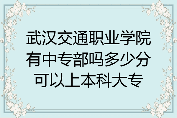 武汉交通职业学院有中专部吗多少分可以上本科大专