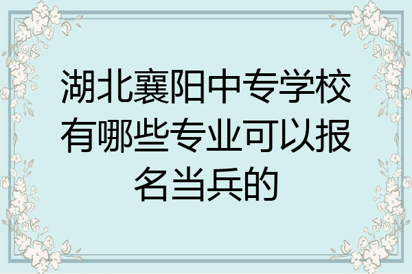 湖北襄阳中专学校有哪些专业可以报名当兵的