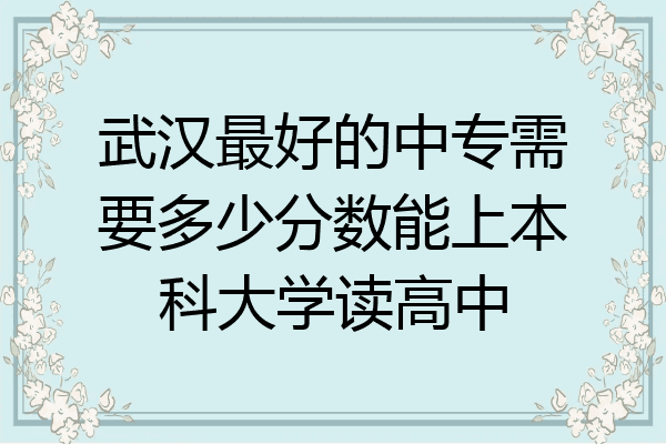 武汉最好的中专需要多少分数能上本科大学读高中