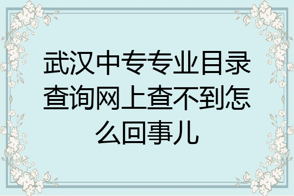 武汉中专专业目录查询网上查不到怎么回事儿