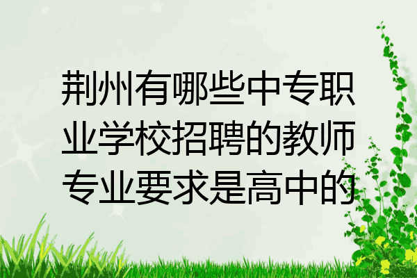 荆州有哪些中专职业学校招聘的教师专业要求是高中的