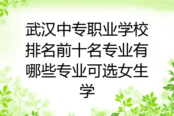 武汉中专职业学校排名前十名专业有哪些专业可选女生学