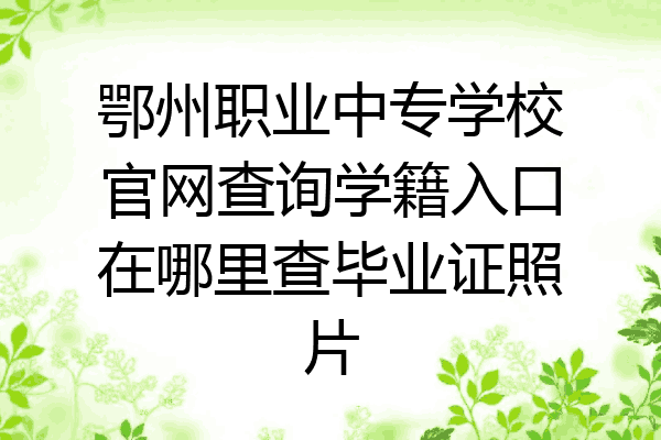 鄂州职业中专学校官网查询学籍入口在哪里查毕业证照片