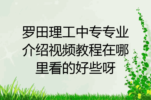 罗田理工中专专业介绍视频教程在哪里看的好些呀
