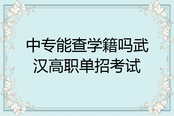 中专能查学籍吗武汉高职单招考试