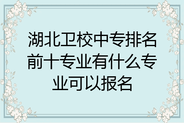 湖北卫校中专排名前十专业有什么专业可以报名