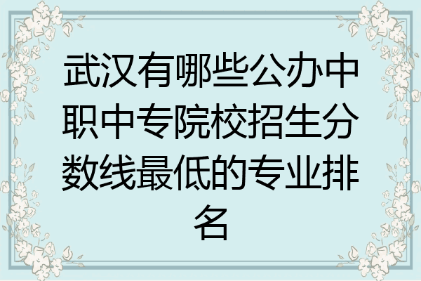 武汉有哪些公办中职中专院校招生分数线最低的专业排名