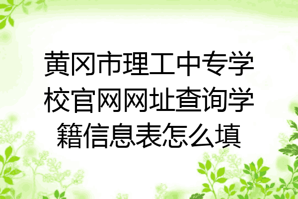 黄冈市理工中专学校官网网址查询学籍信息表怎么填
