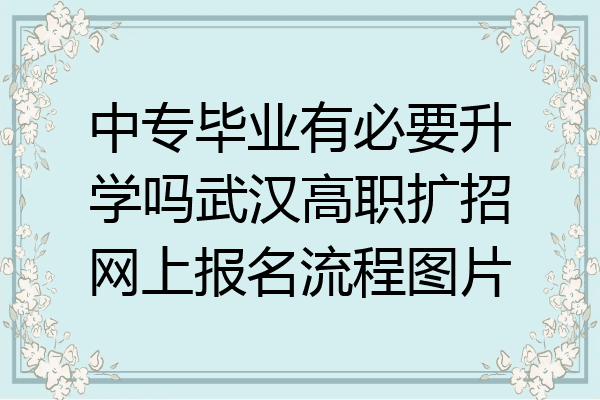 中专毕业有必要升学吗武汉高职扩招网上报名流程图片