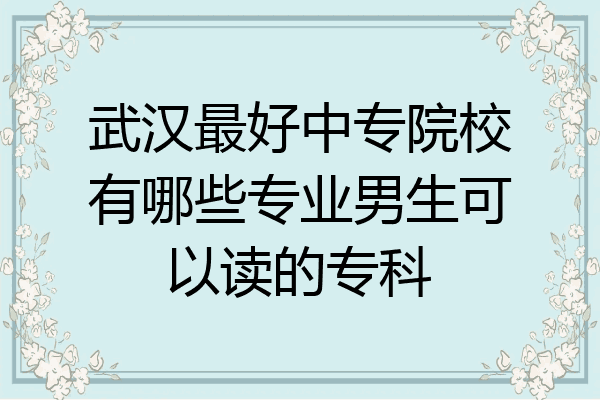 武汉最好中专院校有哪些专业男生可以读的专科