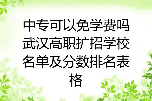 中专可以免学费吗武汉高职扩招学校名单及分数排名表格