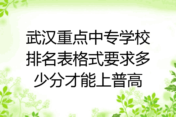 武汉重点中专学校排名表格式要求多少分才能上普高